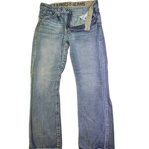 Express Jeans Loose Low Rise Boot Cut Blake Blue Denim Mens Size 34x32